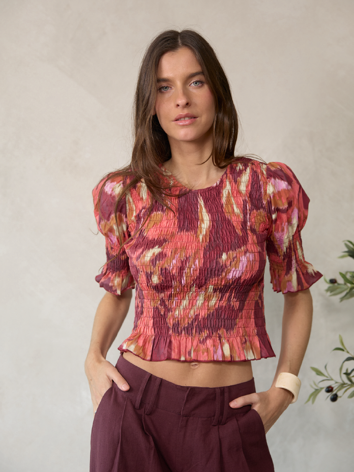 BLUSA ELOISA ESTAMPADO BURDEO