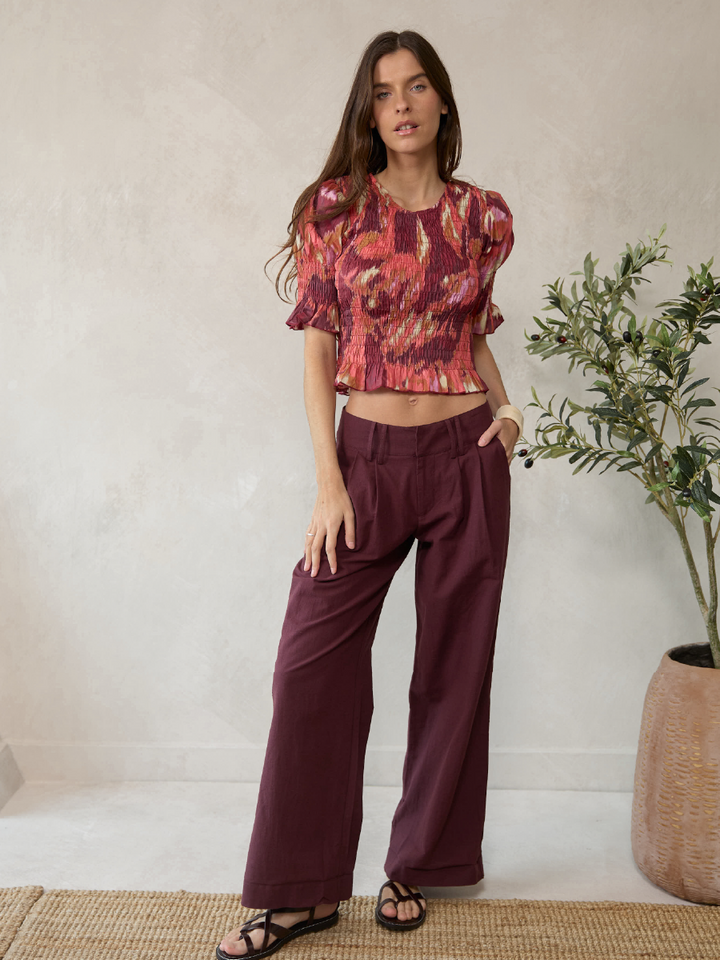 BLUSA ELOISA ESTAMPADO BURDEO