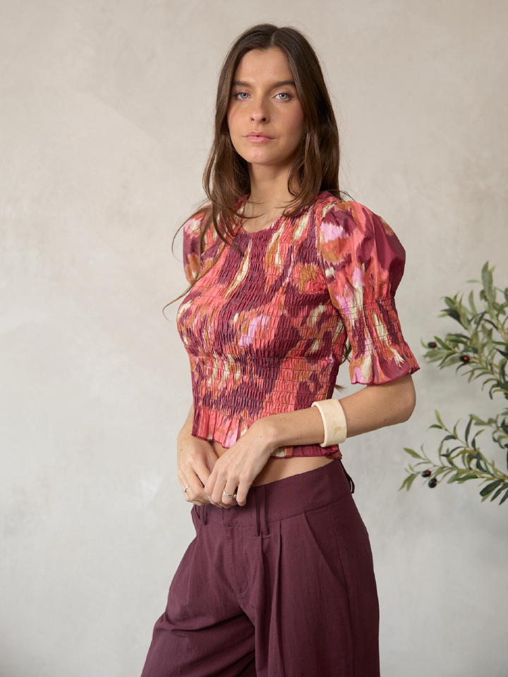 BLUSA ELOISA ESTAMPADO BURDEO