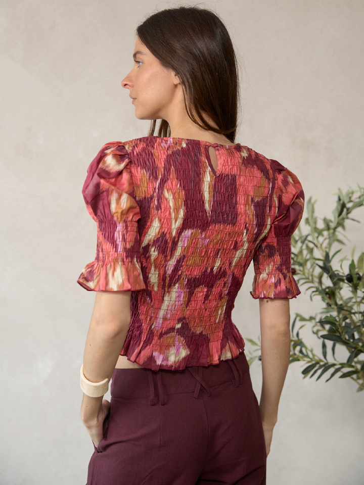 BLUSA ELOISA ESTAMPADO BURDEO