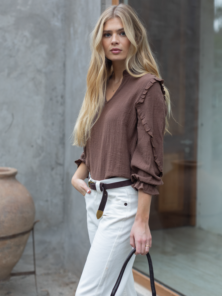 BLUSA CALA CAFE OSCURO