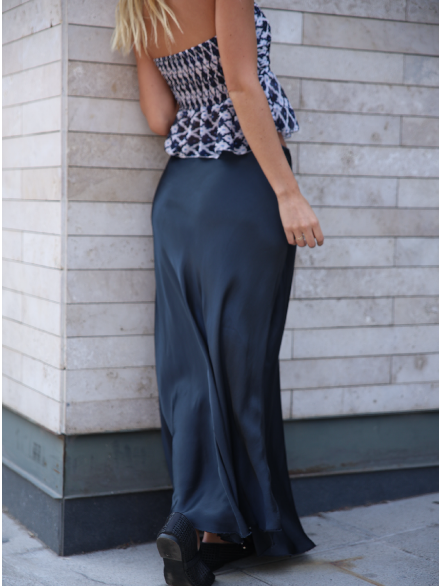 POLLERA SATIN PLOMO