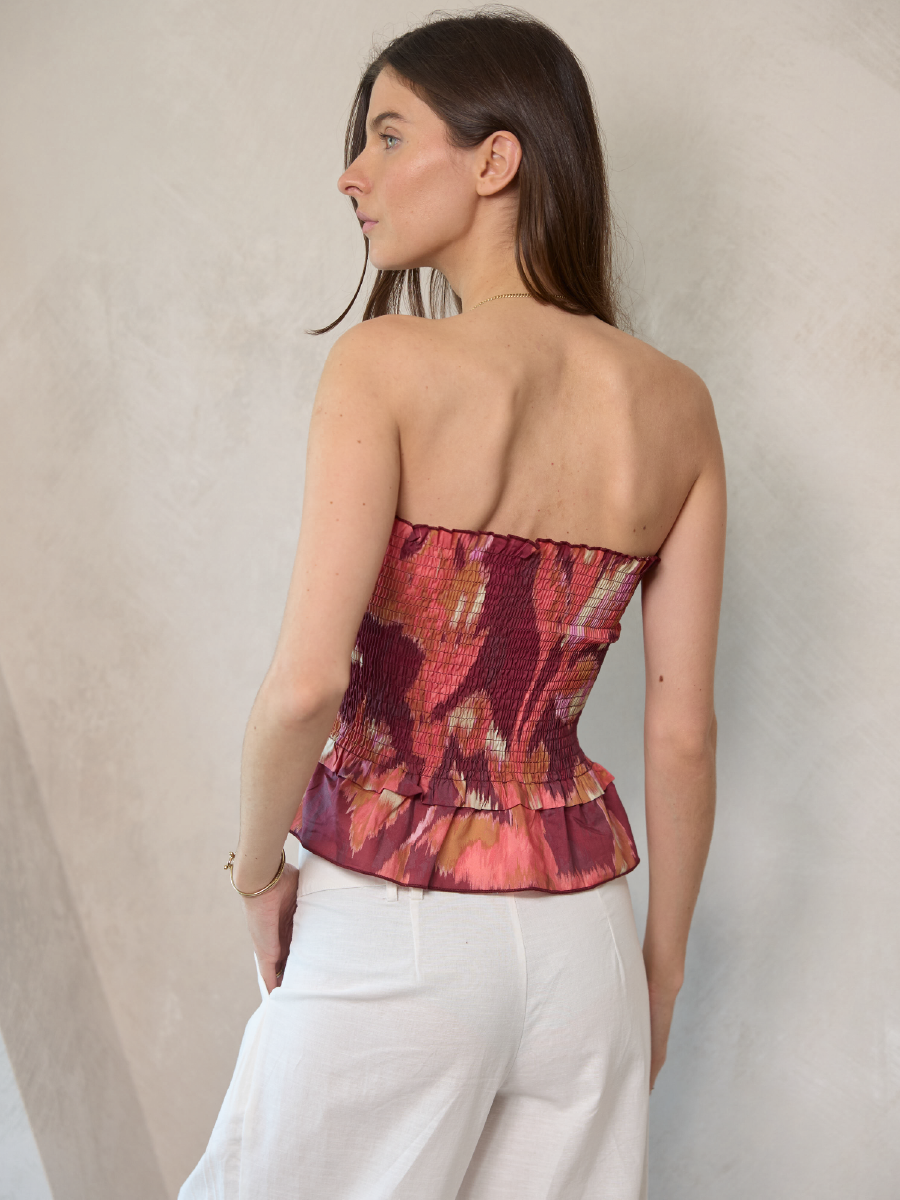 TOP OLIVA ESTAMPADO BURDEO